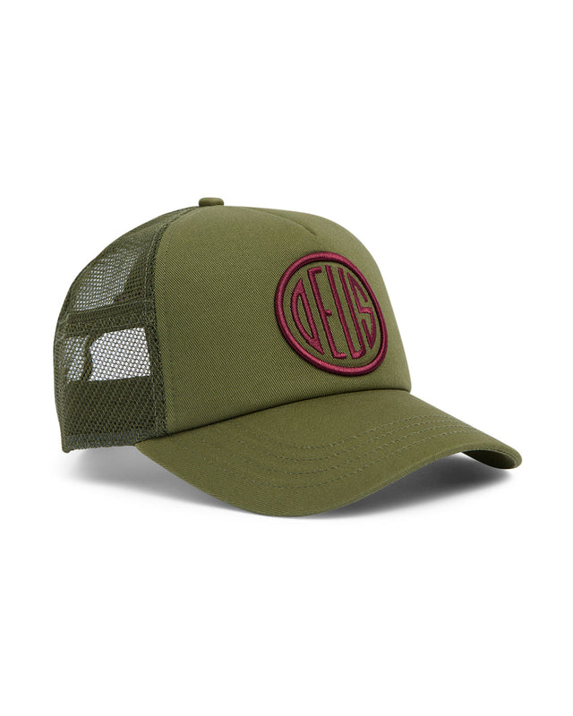 pill logo trucker pine
