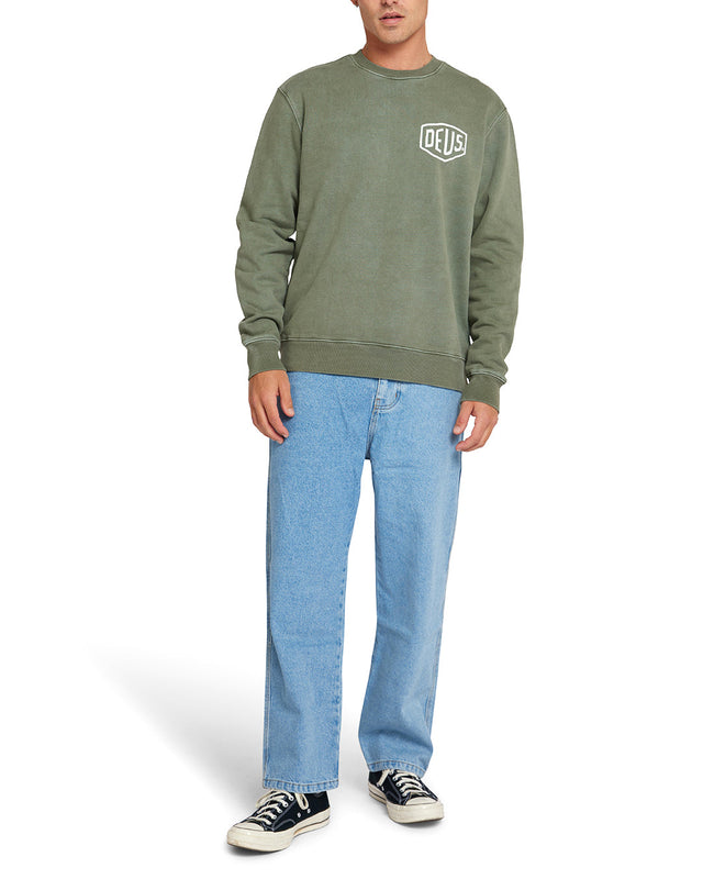 Garment Dyed Shield Crew - Lichen Green