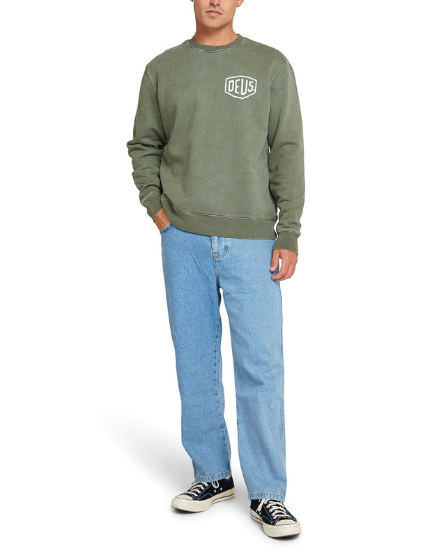 Garment Dyed Shield Crew - Lichen Green